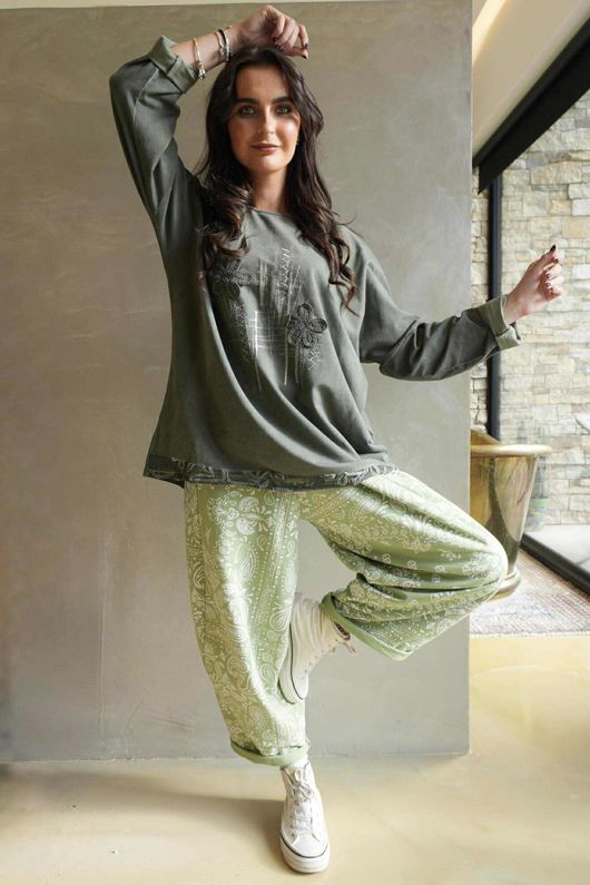 Original Hippie Sweatshirt Vintage Wash Khaki
